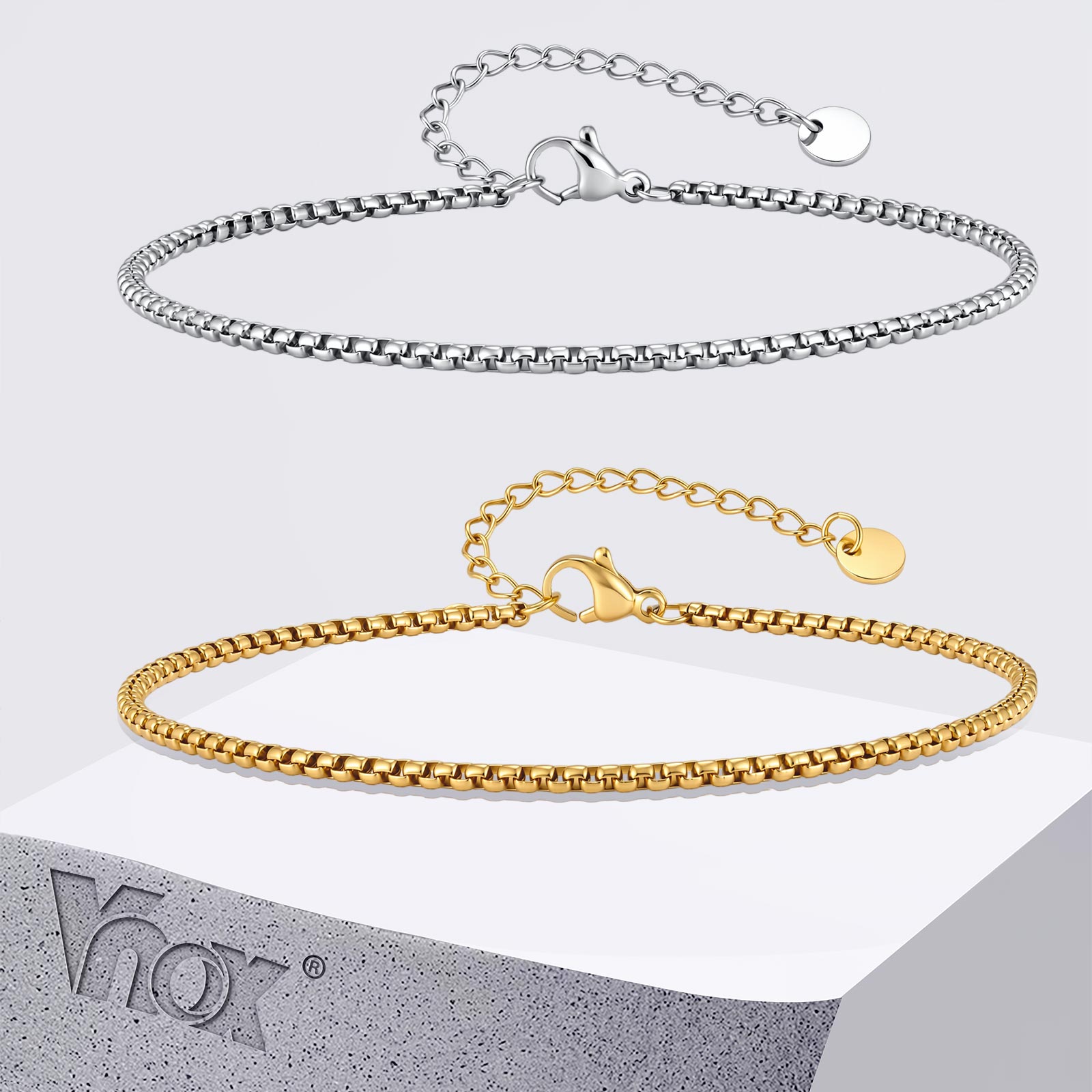 Vnox Stainless Steel Box Chain - Jc Jewelry & Watches Photos recension och pris
